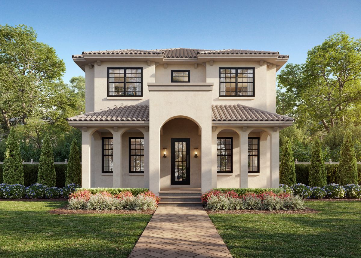 Front of 221 43rd Ave N: two-story Mediterranean home with an arched entry and tile roof