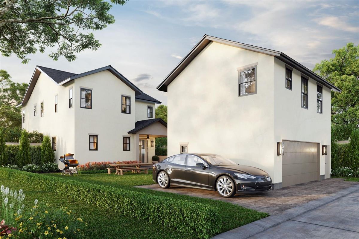 Rear of 525 39th Ave N: detached two-car garage with the guest apartment above